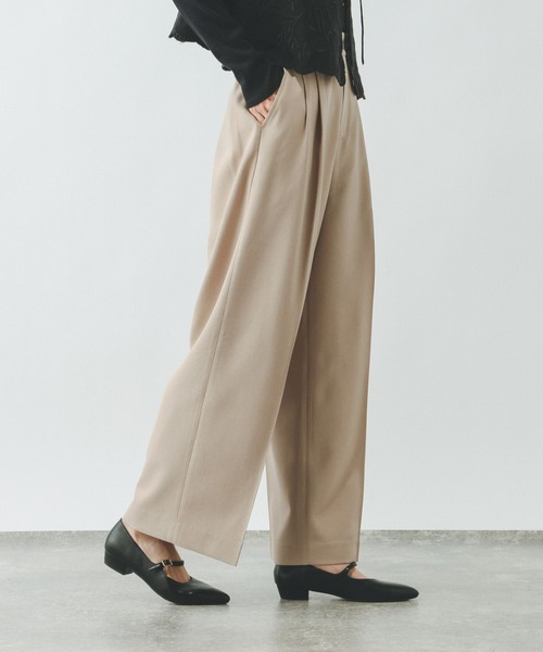 GLOBAL WORK（グローバルワーク）の「お手入れラクラクセットアップ/ワイドパンツ/600997（その他パンツ・レディース・ネイビー/ベージュ系その他/ブラック/グレイッシュベージュ/ブラウン・X-SMALL/MEDIUM/SMALL/LARGE）」の4枚目の写真