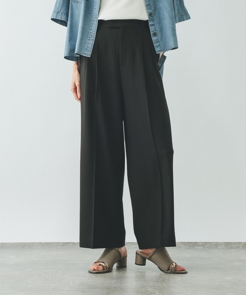 GLOBAL WORK（グローバルワーク）の「お手入れラクラクセットアップ/ワイドパンツ/600997（その他パンツ・レディース・ネイビー/ベージュ系その他/ブラック/グレイッシュベージュ/ブラウン・X-SMALL/MEDIUM/SMALL/LARGE）」の2枚目の写真