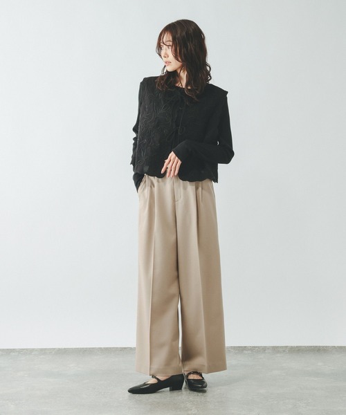 GLOBAL WORK（グローバルワーク）の「お手入れラクラクセットアップ/ワイドパンツ/600997（その他パンツ・レディース・ネイビー/ベージュ系その他/ブラック/グレイッシュベージュ/ブラウン・X-SMALL/MEDIUM/SMALL/LARGE）」の13枚目の写真