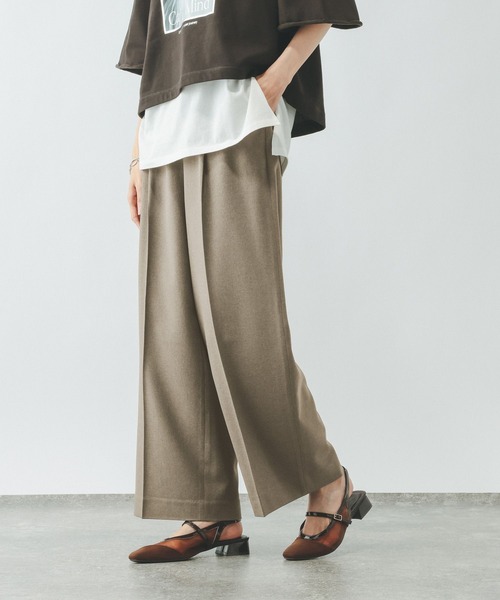 GLOBAL WORK（グローバルワーク）の「お手入れラクラクセットアップ/ワイドパンツ/600997（その他パンツ・レディース・ネイビー/ベージュ系その他/ブラック/グレイッシュベージュ/ブラウン・X-SMALL/MEDIUM/SMALL/LARGE）」の7枚目の写真