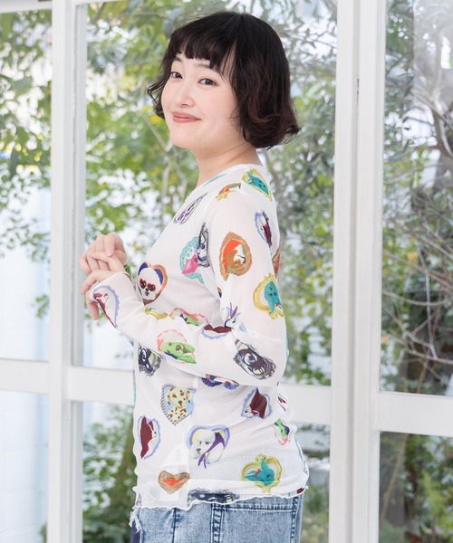 ScoLar（スカラー）の「161642：3柄展開ソフトチュールインナー（Tシャツ/カットソー・レディース・オフホワイト/サックスブルー/ブラック・M）」の8枚目の写真