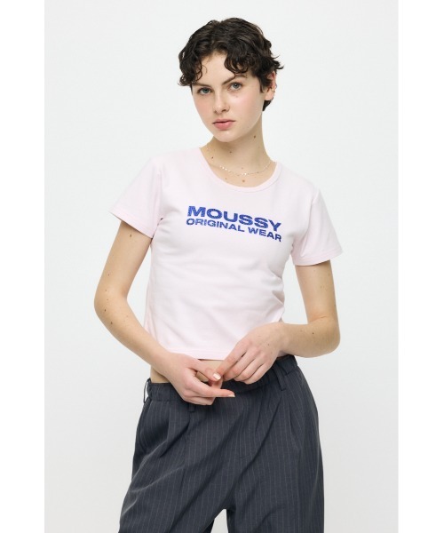 MOUSSY(マウジー)の「【ZOZO・一部店舗限定】RHINESTONE MOUSSY Tシャツ(Tシャツ/カットソー・レディース・ピンク/ブラウン/ホワイト/ブラック・FREE)」の10枚目の写真