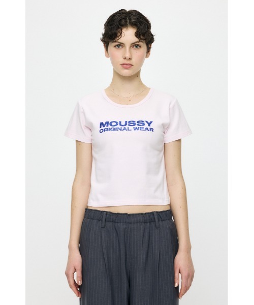MOUSSY(マウジー)の「【ZOZO・一部店舗限定】RHINESTONE MOUSSY Tシャツ(Tシャツ/カットソー・レディース・ピンク/ブラウン/ホワイト/ブラック・FREE)」の12枚目の写真