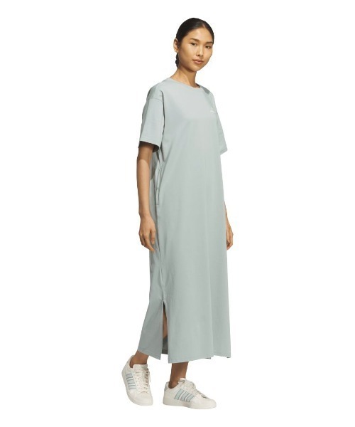 adidas(アディダス)の「アディダス adidas ブランド ラブ ルーズフィット シングルジャージー ドレス(ワンピース・レディース・グリーン/ブルーグレー・S/M/L/XL)」の1枚目の写真