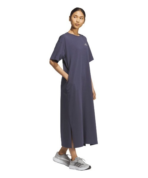 adidas(アディダス)の「アディダス adidas ブランド ラブ ルーズフィット シングルジャージー ドレス(ワンピース・レディース・グリーン/ブルーグレー・S/M/L/XL)」の2枚目の写真