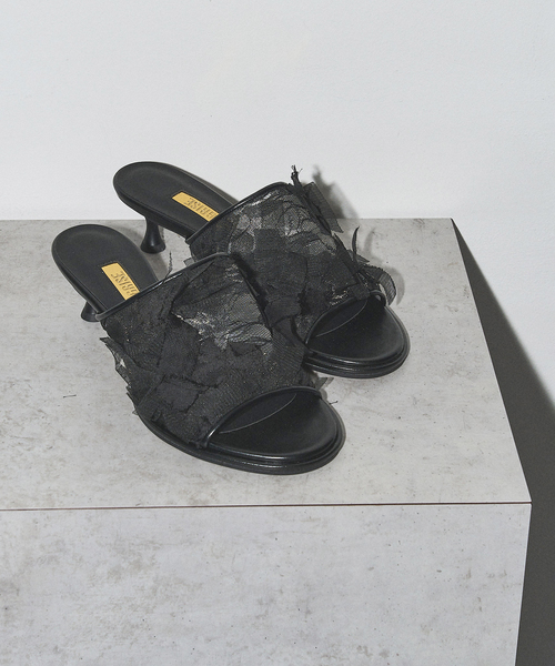 GRISE（グリーズ）の「GRISE4.5cmラウンドシアーミュールサンダル（サンダル・レディース・ブラック/ベージュ・X-LARGE/LARGE/MEDIUM/SMALL）」の2枚目の写真