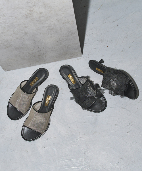 GRISE（グリーズ）の「GRISE4.5cmラウンドシアーミュールサンダル（サンダル・レディース・ブラック/ベージュ・X-LARGE/LARGE/MEDIUM/SMALL）」の3枚目の写真