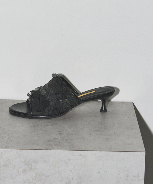 GRISE（グリーズ）の「GRISE4.5cmラウンドシアーミュールサンダル（サンダル・レディース・ブラック/ベージュ・X-LARGE/LARGE/MEDIUM/SMALL）」の4枚目の写真