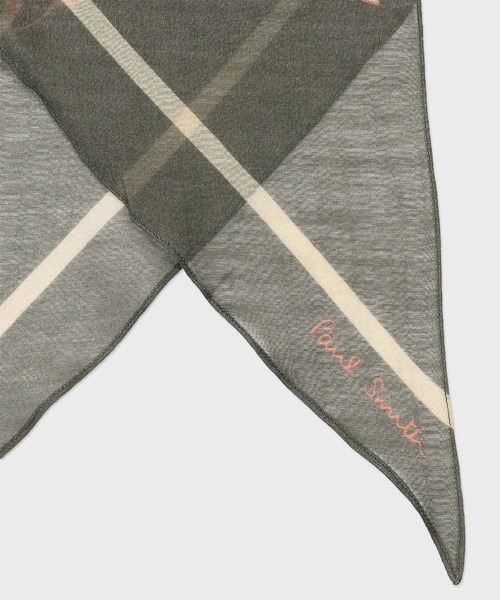 Paul Smith(ポールスミス)の「“La Peche” プリントスカーフ【160401 KNEC】(ストール/ショール・メンズ・ライトブルー/カーキ・FREE)」の3枚目の写真