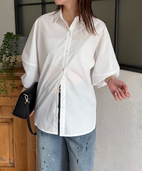 Thevon(ゼボン)の「袖切替ボリュームシャツ(シャツ/ブラウス・レディース・オフホワイト/ブラック/サックスブルー/ホワイト系その他・FREE)」の5枚目の写真