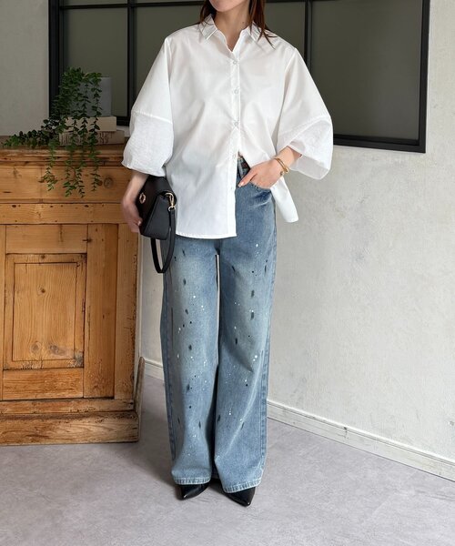 Thevon(ゼボン)の「袖切替ボリュームシャツ(シャツ/ブラウス・レディース・オフホワイト/ブラック/サックスブルー/ホワイト系その他・FREE)」の9枚目の写真