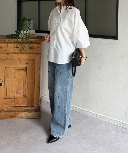 Thevon(ゼボン)の「袖切替ボリュームシャツ(シャツ/ブラウス・レディース・オフホワイト/ブラック/サックスブルー/ホワイト系その他・FREE)」の10枚目の写真