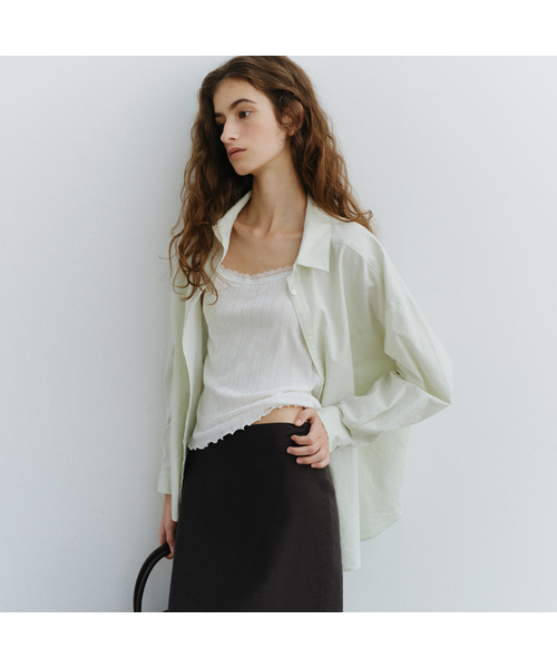 URAGO(ユラーゴ)の「Cotton crease line shirt(シャツ/ブラウス・レディース・スカイブルー/ミント/ホワイト・FREE)」の3枚目の写真