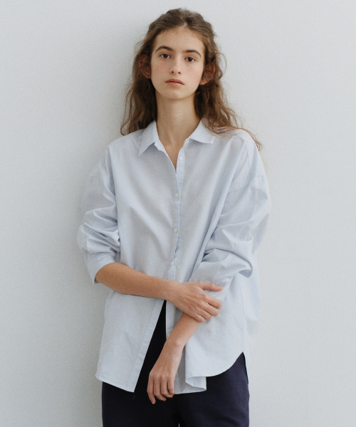 URAGO(ユラーゴ)の「Cotton crease line shirt(シャツ/ブラウス・レディース・スカイブルー/ミント/ホワイト・FREE)」の8枚目の写真