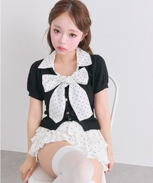 OLIVE des OLIVE | ボウタイシャツレイヤード風ニット(ニット/セーター)