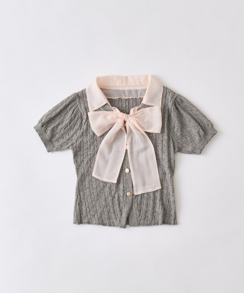 OLIVE des OLIVE（オリーブデオリーブ）の「ボウタイシャツレイヤード風ニット（ニット/セーター・レディース・トップグレー/ブルー/ブラック/ピンク・FREE）」の20枚目の写真