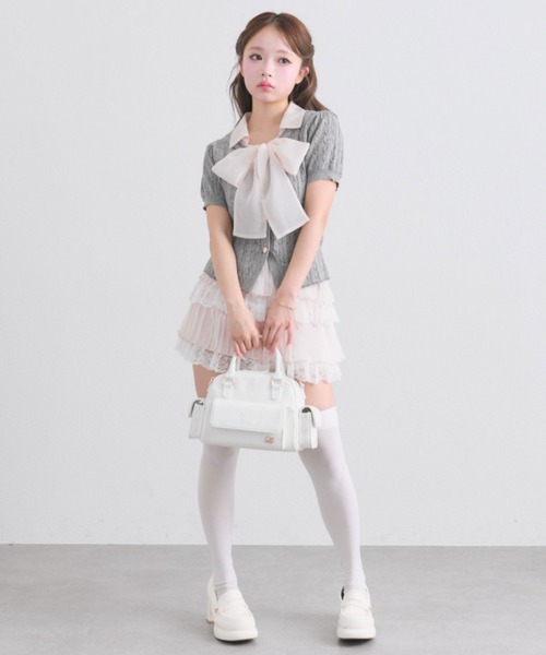 OLIVE des OLIVE（オリーブデオリーブ）の「ボウタイシャツレイヤード風ニット（ニット/セーター・レディース・トップグレー/ブルー/ブラック/ピンク・FREE）」の22枚目の写真