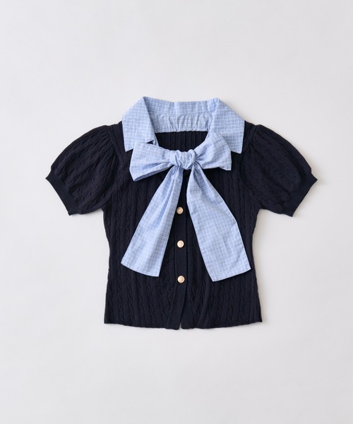 OLIVE des OLIVE（オリーブデオリーブ）の「ボウタイシャツレイヤード風ニット（ニット/セーター・レディース・トップグレー/ブルー/ブラック/ピンク・FREE）」の14枚目の写真