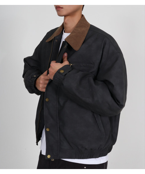 BUTTON SEOUL（ボタンソウル）の「コーデュロイカラーキルティングヘビーアウタージャンパー（ダークグレー）（デニムジャケット・メンズ・その他・M/XL/L）」の2枚目の写真