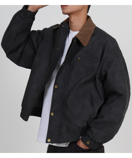 BUTTON SEOUL（ボタンソウル）の「コーデュロイカラーキルティングヘビーアウタージャンパー（ダークグレー）（デニムジャケット・メンズ・その他・M/XL/L）」の10枚目の写真