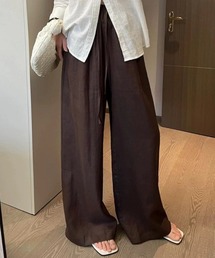 リネン混 ワイドイージーパンツ