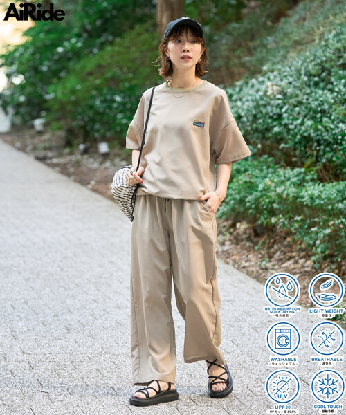 FREAK'S STORE(フリークスストア)の「限定展開 <UVカット・接触冷感・吸水速乾>AiRide(エアライド) 半袖 TEE セットアップ(Tシャツ/カットソー・レディース・ブラウン/コーラルピンク/ネイビー/ベージュ/オリーブ/ブラック・MEDIUM/SMALL)」の9枚目の写真
