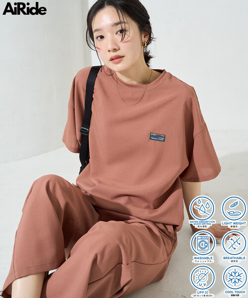 FREAK'S STORE(フリークスストア)の「限定展開 <UVカット・接触冷感・吸水速乾>AiRide(エアライド) 半袖 TEE セットアップ(Tシャツ/カットソー・レディース・ブラウン/コーラルピンク/ネイビー/ベージュ/オリーブ/ブラック・MEDIUM/SMALL)」の12枚目の写真
