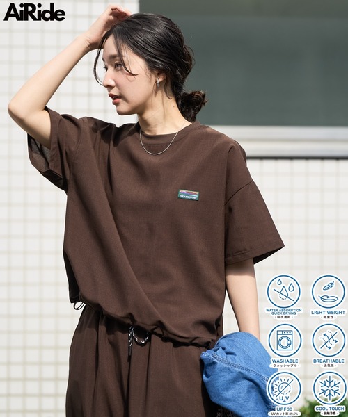 FREAK'S STORE(フリークスストア)の「限定展開 <UVカット・接触冷感・吸水速乾>AiRide(エアライド) 半袖 TEE セットアップ(Tシャツ/カットソー・レディース・ブラウン/コーラルピンク/ネイビー/ベージュ/オリーブ/ブラック・MEDIUM/SMALL)」の19枚目の写真