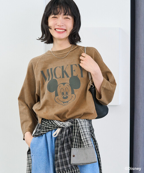 MICKEY MOUSE】 ラグランTシャツ/ミッキーマウス（Tシャツ/カットソー