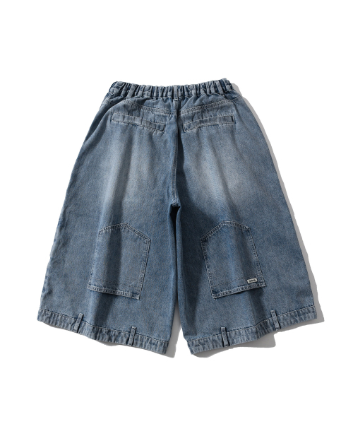 ANGLAN(アングラン)の「Upside Down Denim Half Pants - Washed Blue(その他パンツ・メンズ・その他・FREE)」の2枚目の写真