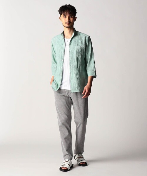 NICOLE CLUB FOR MEN(ニコルクラブフォーメン)の「カラープリーツ7分袖スタンドカラーシャツ(シャツ/ブラウス・メンズ・ライトグリーン/オレンジ/ネイビー/ピンク・L/M/XL)」の7枚目の写真