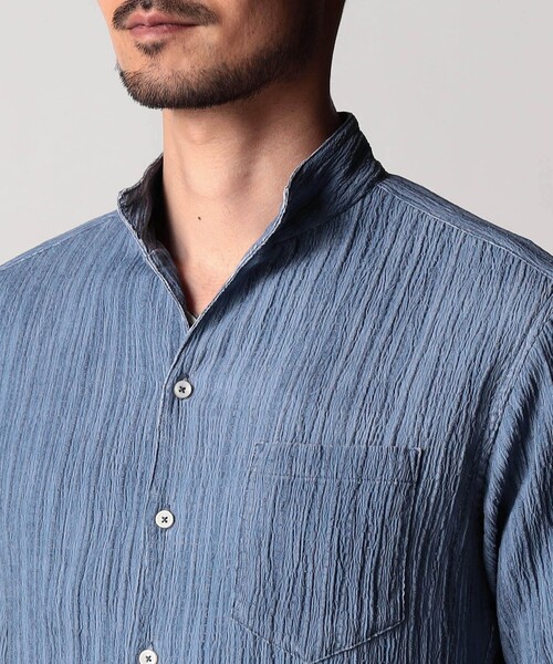 NICOLE CLUB FOR MEN(ニコルクラブフォーメン)の「カラープリーツ7分袖スタンドカラーシャツ(シャツ/ブラウス・メンズ・ライトグリーン/オレンジ/ネイビー/ピンク・L/M/XL)」の11枚目の写真