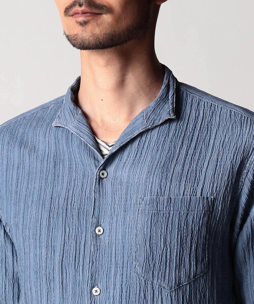 NICOLE CLUB FOR MEN(ニコルクラブフォーメン)の「カラープリーツ7分袖スタンドカラーシャツ(シャツ/ブラウス・メンズ・ライトグリーン/オレンジ/ネイビー/ピンク・L/M/XL)」の12枚目の写真