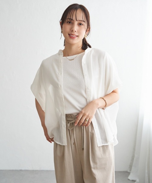 ikka(イッカ)の「【雑誌InRed6月号掲載】コットンライクシアードルマンブラウス(シャツ/ブラウス・レディース・ブルー/オフホワイト/ライトグリーン/グレイッシュベージュ/チャコール・M/L/S)」の20枚目の写真