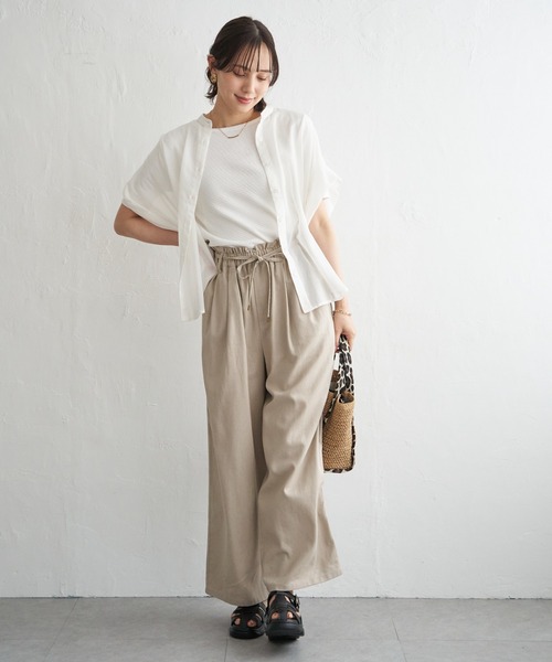 ikka(イッカ)の「【雑誌InRed6月号掲載】コットンライクシアードルマンブラウス(シャツ/ブラウス・レディース・ブルー/オフホワイト/ライトグリーン/グレイッシュベージュ/チャコール・M/L/S)」の22枚目の写真