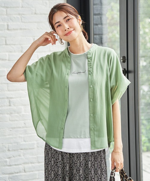 ikka(イッカ)の「【雑誌InRed6月号掲載】コットンライクシアードルマンブラウス(シャツ/ブラウス・レディース・ブルー/オフホワイト/ライトグリーン/グレイッシュベージュ/チャコール・M/L/S)」の13枚目の写真