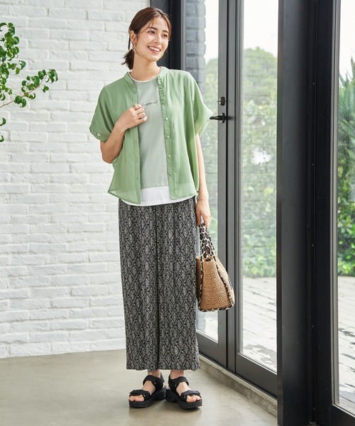 ikka(イッカ)の「【雑誌InRed6月号掲載】コットンライクシアードルマンブラウス(シャツ/ブラウス・レディース・ブルー/オフホワイト/ライトグリーン/グレイッシュベージュ/チャコール・M/L/S)」の14枚目の写真