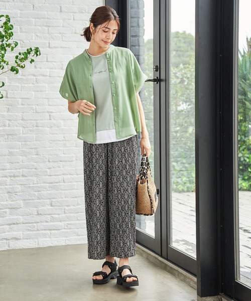 ikka(イッカ)の「【雑誌InRed6月号掲載】コットンライクシアードルマンブラウス(シャツ/ブラウス・レディース・ブルー/オフホワイト/ライトグリーン/グレイッシュベージュ/チャコール・M/L/S)」の15枚目の写真