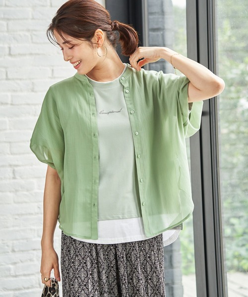 ikka(イッカ)の「【雑誌InRed6月号掲載】コットンライクシアードルマンブラウス(シャツ/ブラウス・レディース・ブルー/オフホワイト/ライトグリーン/グレイッシュベージュ/チャコール・M/L/S)」の9枚目の写真