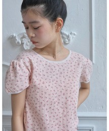 Flower print puff sleeve tee/花柄パフTシャツ