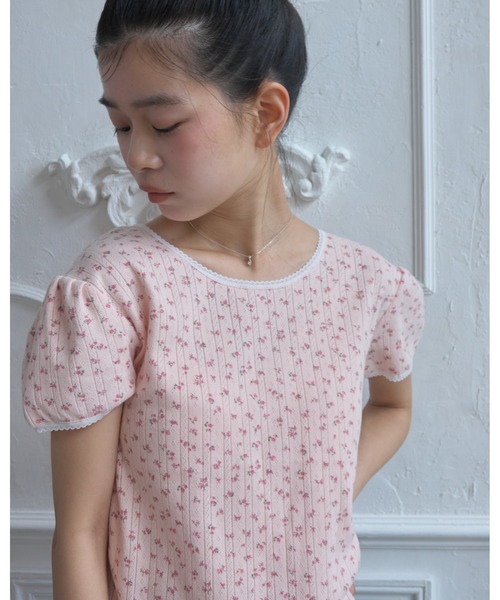 Smyeon(スミョン)の「Flower print puff sleeve tee/花柄パフTシャツ(Tシャツ/カットソー・レディース・ホワイト/クリーム/ピンク・FREE)」の20枚目の写真