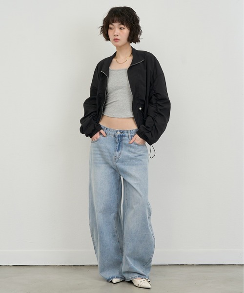 セール】Light Zip-Up Shirring Jacket / ライトジップアップ