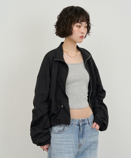 セール】Light Zip-Up Shirring Jacket / ライトジップアップ