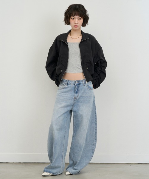 NUJOH(ヌゾ)の「Light Zip-Up Shirring Jacket / ライトジップアップシャーリングジャケット(ブルゾン・レディース・ホワイト/グレー/ブラック・FREE)」の13枚目の写真