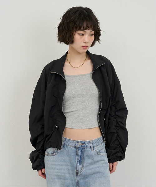 セール】Light Zip-Up Shirring Jacket / ライトジップアップ