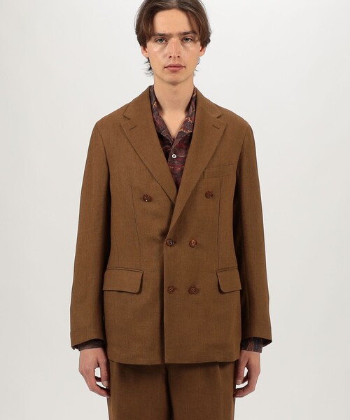 TOMORROWLAND （トゥモローランド）の「ウールリネンメッシュシャンブレー ダブルブレステッド6Bジャケット（テーラードジャケット・メンズ・カーキ/テラコッタ・44/46/48/50）」の5枚目の写真