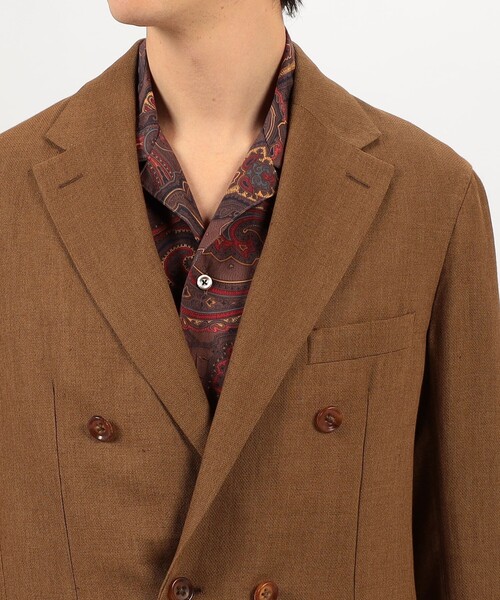 TOMORROWLAND （トゥモローランド）の「ウールリネンメッシュシャンブレー ダブルブレステッド6Bジャケット（テーラードジャケット・メンズ・カーキ/テラコッタ・44/46/48/50）」の9枚目の写真