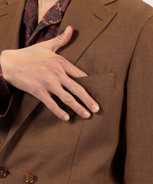 TOMORROWLAND （トゥモローランド）の「ウールリネンメッシュシャンブレー ダブルブレステッド6Bジャケット（テーラードジャケット・メンズ・カーキ/テラコッタ・44/46/48/50）」の10枚目の写真