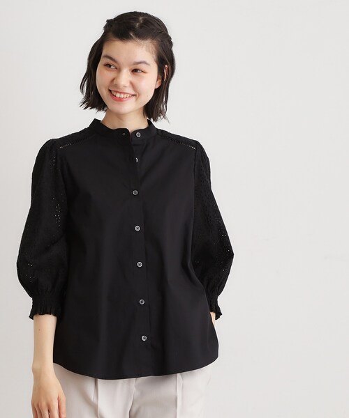 LAURA ASHLEY(ローラアシュレイ)の「【コットン100%/ゆったりシルエット】ブロダリーアングレーズ コットンブラウス(シャツ/ブラウス・レディース・ブラック/サックスブルー/オフホワイト・38/40)」の8枚目の写真