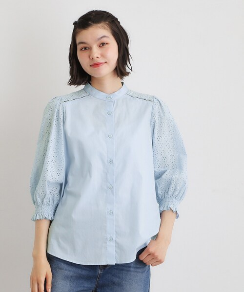 LAURA ASHLEY(ローラアシュレイ)の「【コットン100%/ゆったりシルエット】ブロダリーアングレーズ コットンブラウス(シャツ/ブラウス・レディース・ブラック/サックスブルー/オフホワイト・38/40)」の12枚目の写真